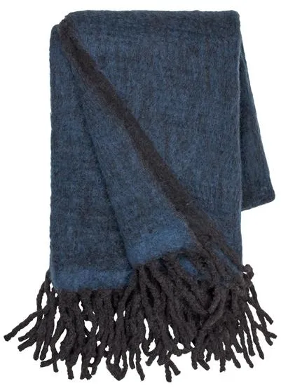 Cozy Living Mathea Pledd Melange Royal Blue/Noir